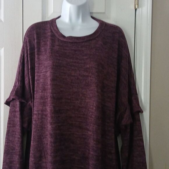 American Curvy  purple long sleeve super soft tunic  ruffle sleeve Sz 3X NWOT - Picture 3 of 9
